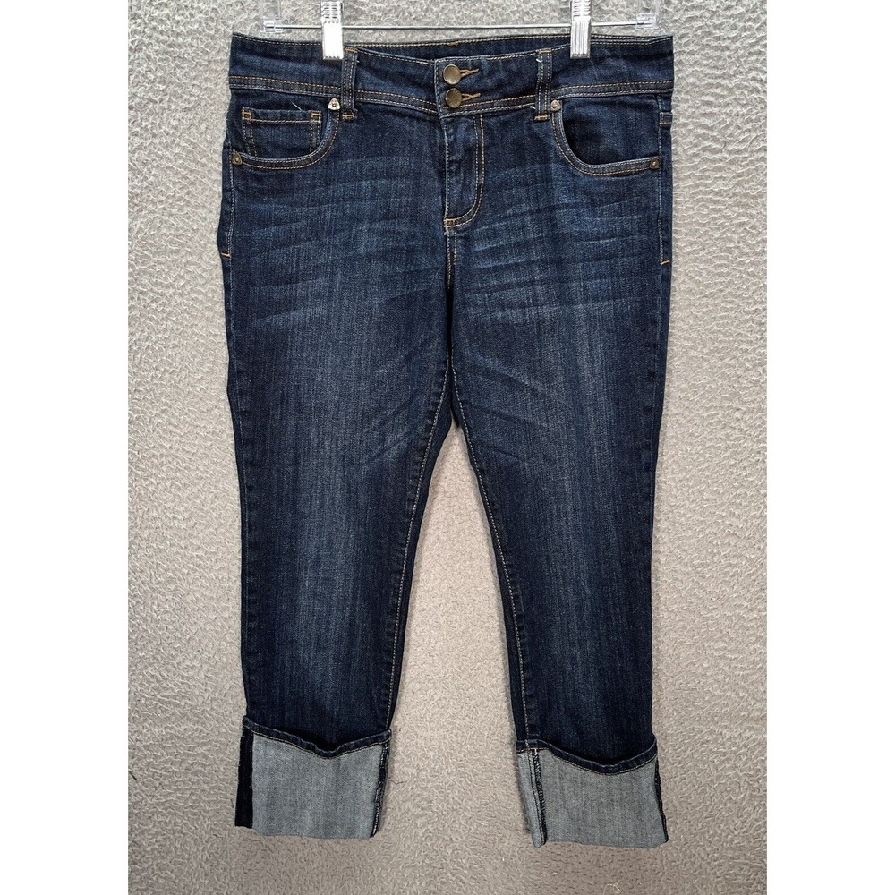 KUT From The Kloth Jeans Womens 6 Blue Cropped Low Rise Distressed Denim Preppy